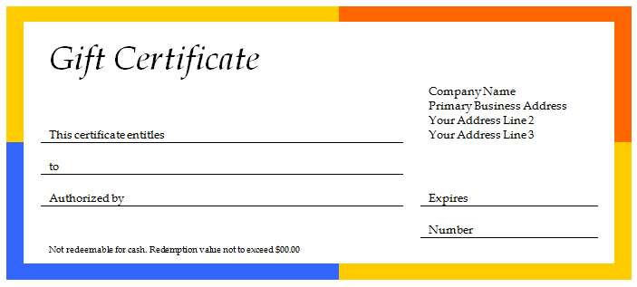 Gift Certificate Templates for General Business