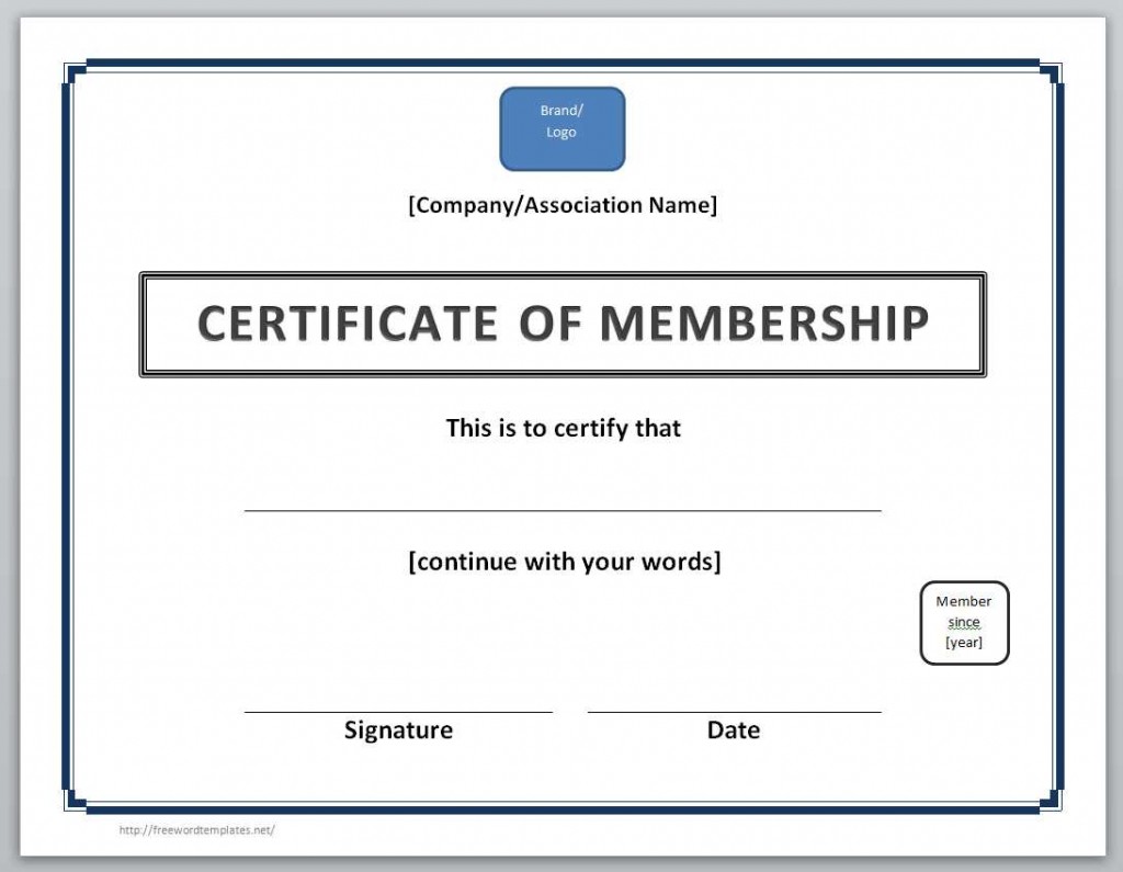 Certificate of Membership Template