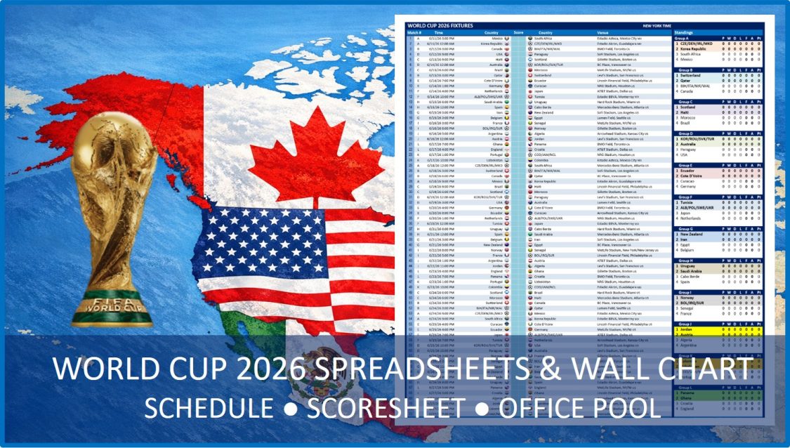 World Cup 2026 Schedule, Scoresheet and Prediction Game Spreadsheets